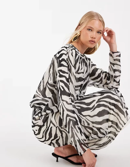Женское платье ASOS Design макси с косым вырезом, зебровый принт