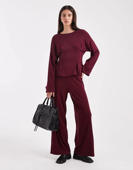 Женские брюки ASOS широкие, темно-вишневые