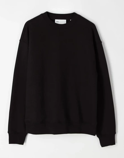 Фирменная толстовка ASOS COLLECTIVE AC-T-2571 с круглым вырезом в тяжелом весе черного цвета black