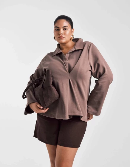ДИЗАЙНЕРСКИЙ топ ASOS с округлой вытачкой для регби в тяжелом весе шоколадного цвета chocolate