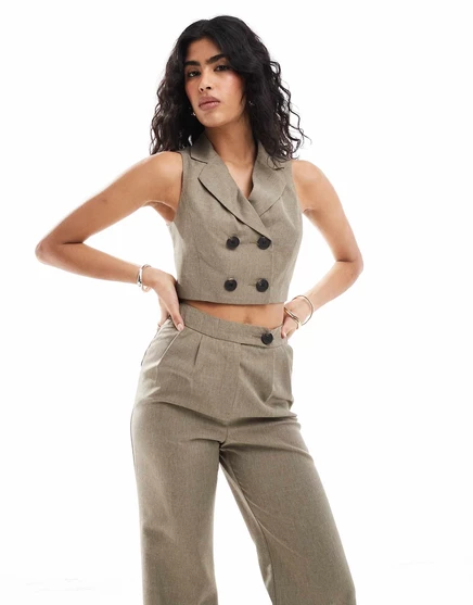 Сшитый на заказ жилет Miss Selfridge цвета хаки - часть комплекта khaki