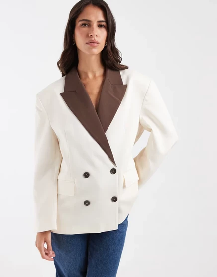 Женский костюм ASOS Design из льна, кремовый