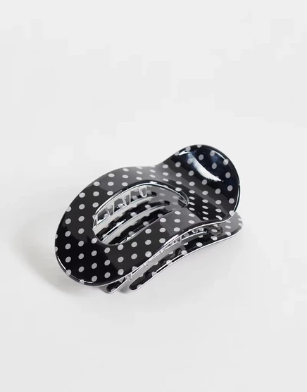 Женская плоская заколка-краб Accessorize в горох, черная