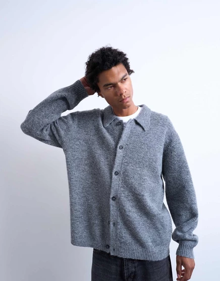 Кардиган Topman oversize fit на пуговицах цвета древесного угля charcoal