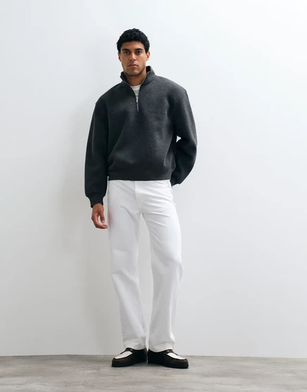 Мужской свитшот ASOS Design с частичной молнией и воротом-стойкой, антрацитовый