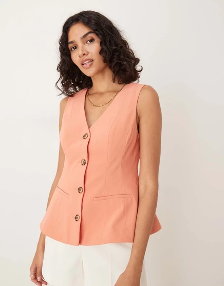 ДИЗАЙНЕРСКИЙ жилет с баской ASOS кораллового цвета coral