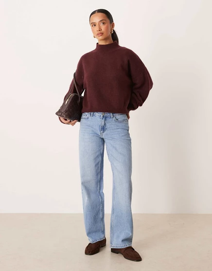 Джинсы прямого кроя JDY Petite с заниженной талией светло-голубого цвета light blue denim