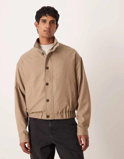 Непринужденная спортивная куртка ASOS DESIGN в коричневую полоску brown