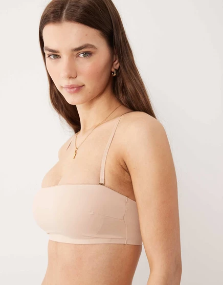 Многослойный бюстгальтер без бретелек Carla smoothing от ASOS DESIGN со съемными подушечками бежевого цвета