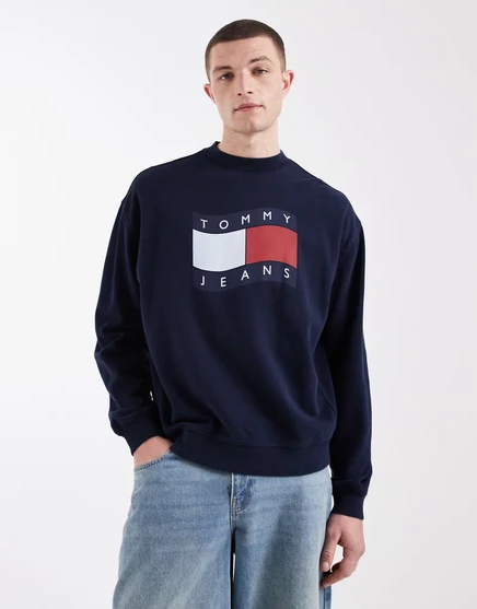 Мужской свитшот Tommy Jeans 90s Wavy Flag, темно-синий