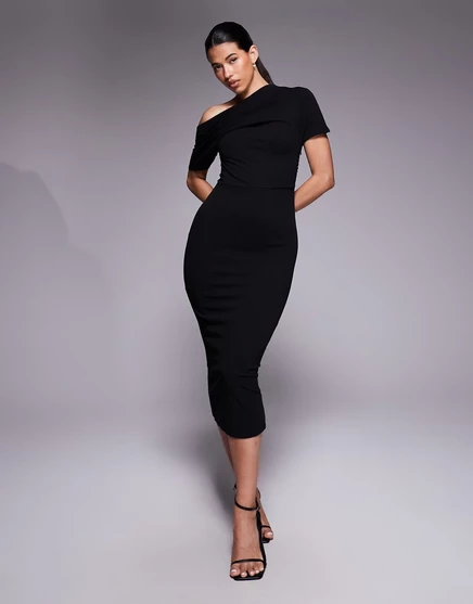 Женское платье-карандаш ASOS DESIGN с плиссе, черное