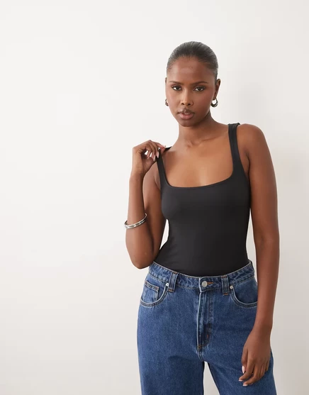 Майка с квадратным вырезом из полиамида breatheMAX от ASOS DESIGN черного цвета черный