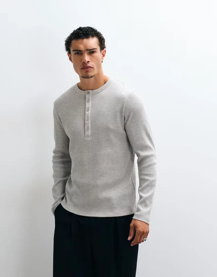 Футболка ASOS DESIGN heavyweight regular fit с длинным рукавом и вырезом 