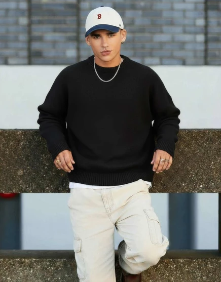 Мужской свитер ASOS Design коробчатого кроя, черный