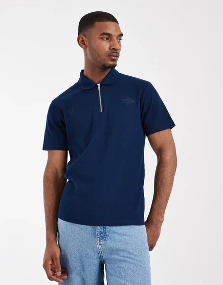 Мужское поло asos design плотное вафельное, темно-синее