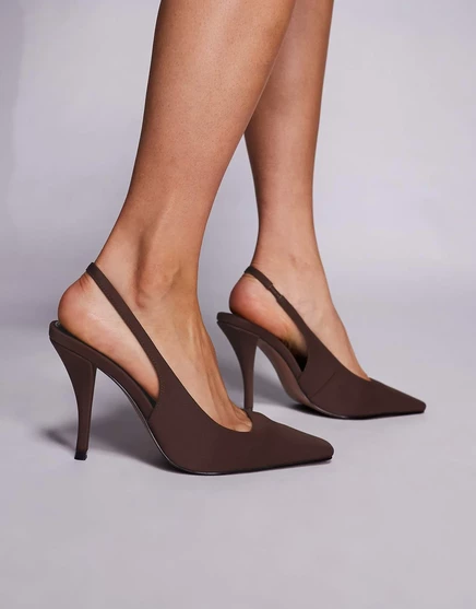 ДИЗАЙНЕРСКИЕ Туфли ASOS на высоком каблуке из шоколадного атласа chocolate satin