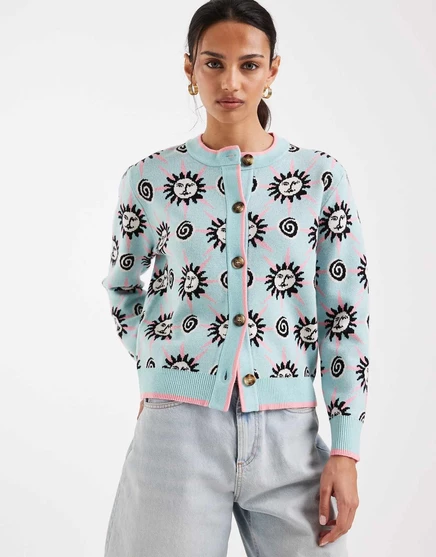 Never Fully Dressed Hollie cardigan in blue sun print blue