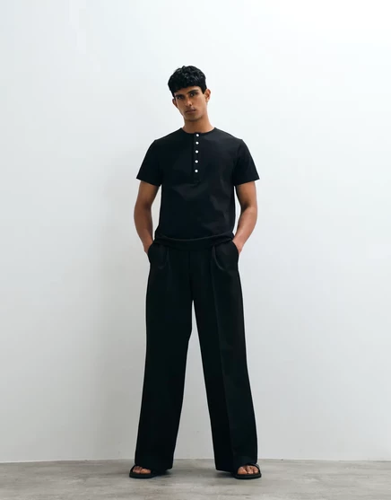 Мужская футболка ASOS Design прямого кроя с вырезом-хенли, черная