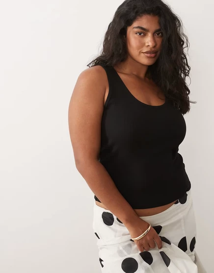 Женская майка Brave Soul Curve в рубчик, черная