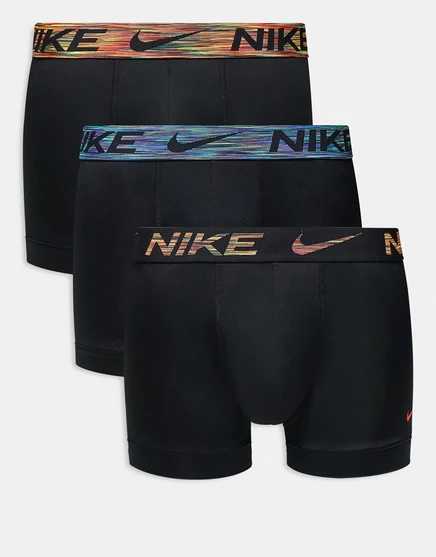 Трусы Nike Essential из микрофибры, 3 штуки, черного цвета с цветным поясом цвета хаки / синий / зеленый  black - dusty cactus