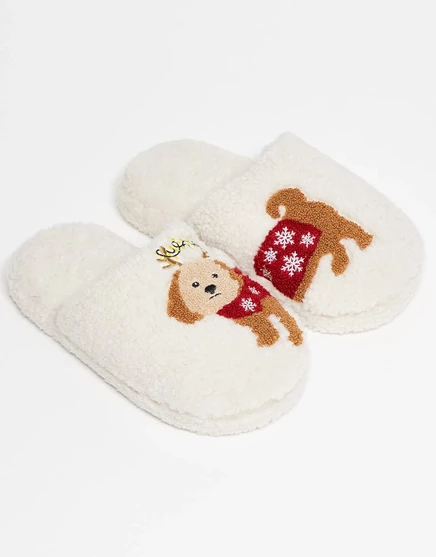 Тапочки cavapoo с вышивкой от ASOS DESIGN Zizi  cream