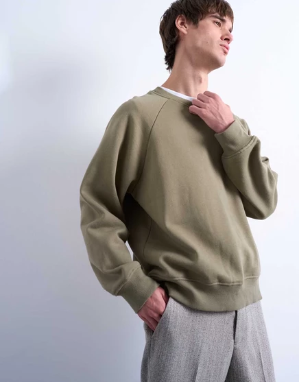 Облегающая толстовка-реглан Topman цвета хаки green