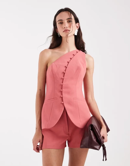 Женский топ на одно плечо ASOS Design с пуговицей, терракотовый