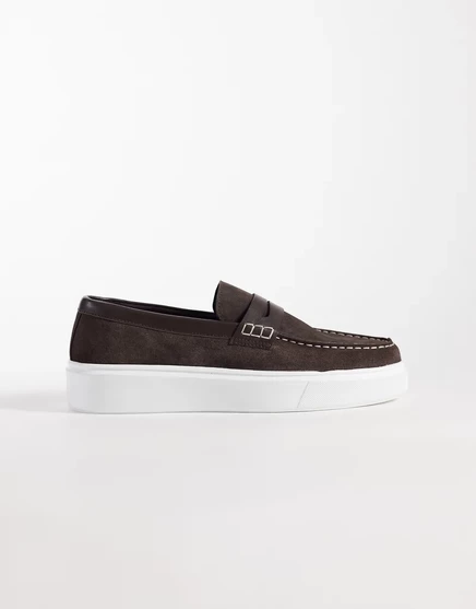Мужские лоферы ASOS Design Penny замшевые, коричневые