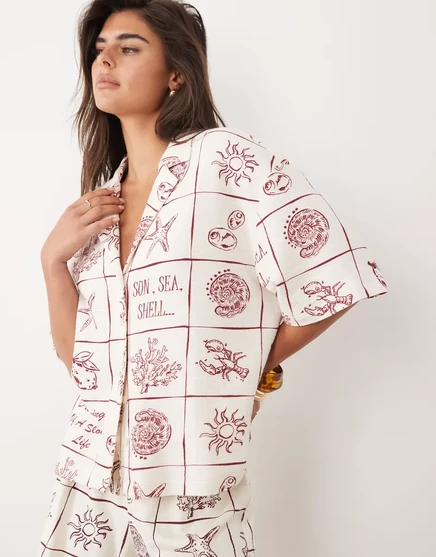 Женская рубашка ASOS Design с отложным воротником, кремовая