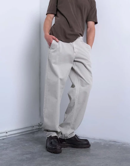 Брюки Topman с прямыми штанинами из саржи с эластичной резинкой на талии из камня stone