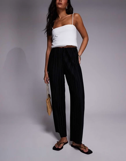 Женские брюки River Island Plisse широкие, черные