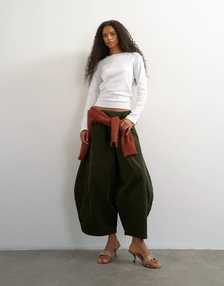 Женские вельветовые брюки Topshop Ovoid, зеленые