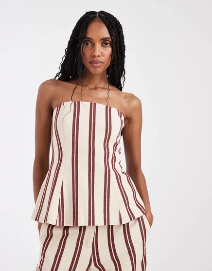Женский бандо-топ ASOS Design с завязкой, в красную полоску