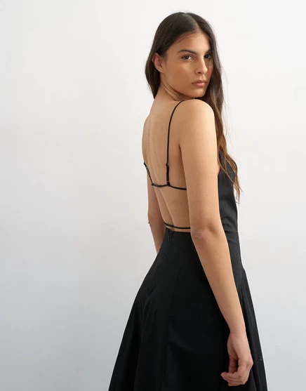 Женское миди-платье TopShop поплин, квадратный вырез, черное