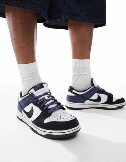 Кроссовки Nike Dunk Low в стиле ретро темно-синего и белого цветов navy