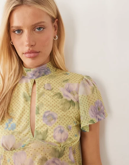 Женский топ ASOS Design с вырезом-каплей, зеленый цветочный