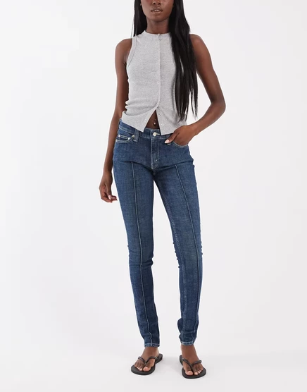 Джинсы-скинни Tommy Jeans Tommy Girl из джинсовой ткани темно-синего цвета со швами