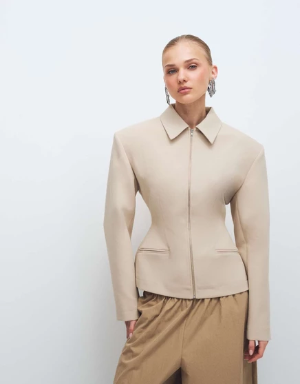 Куртка на молнии из верблюжьей шерсти с рельефной талией от ASOS DESIGN, сшитая по индивидуальному заказу camel