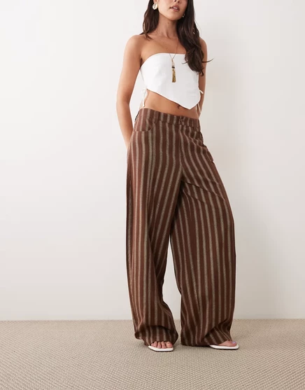Женские брюки ASOS Design бочкообразные, в полоску
