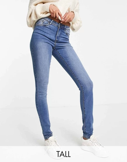 Голубые джинсы скинни Vero Moda Tall Tanya mid blue