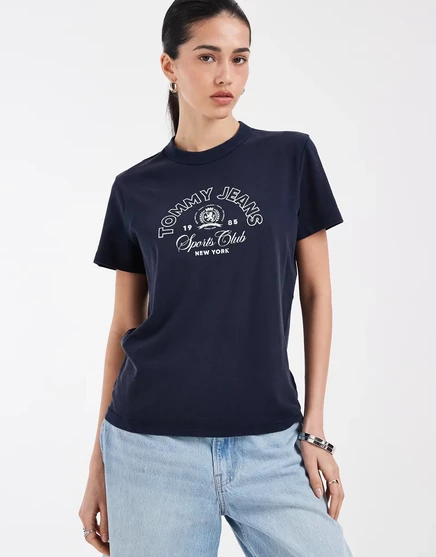 Футболка с логотипом Tommy Jeans heritage темно-синего цвета dark night navy