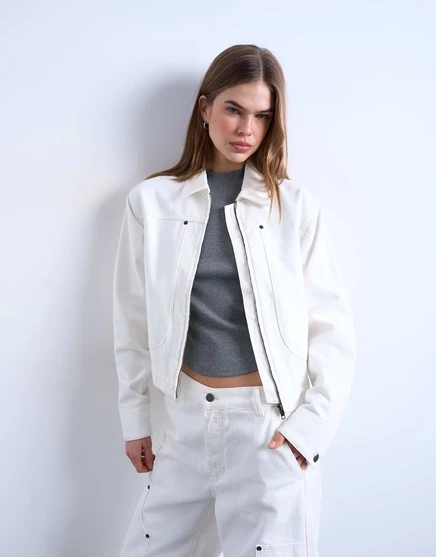 Женская джинсовая куртка TopShop Utility, экрю
