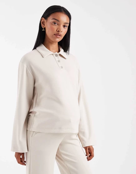Кремовый топ-поло для беременных Vero Moda super soft - часть комплекта pumice stone