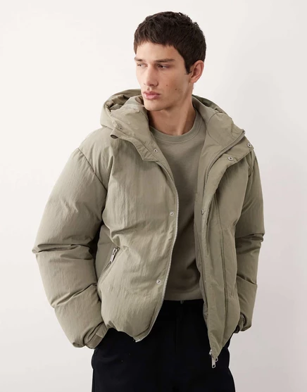 Пуховик ASOS COLLECTIVE с наполнителем из светлого хаки khaki