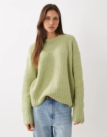Женский джемпер Cotton On Luxe с круглым вырезом, светло-зеленый