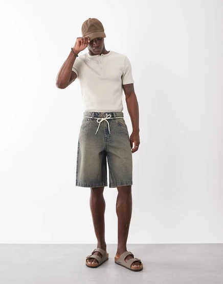 Мужские джинсовые шорты ASOS Design с кулиской, коричневые