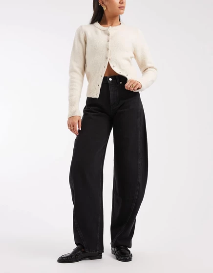 Джинсы-бочонки Tommy Jeans Ella средней посадки черного цвета, постиранные denim black