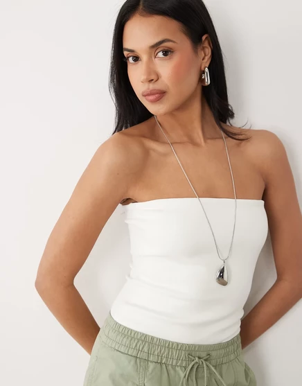 Женский топ-бандо ASOS Design из хлопковой смеси, айвори