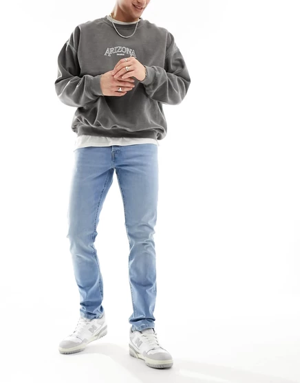 Голубые джинсы узкого кроя Jack & Jones glenn light blue