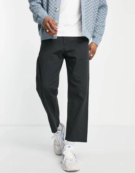 Черные укороченные брюки чинос свободного кроя Jack & Jones Intelligence black